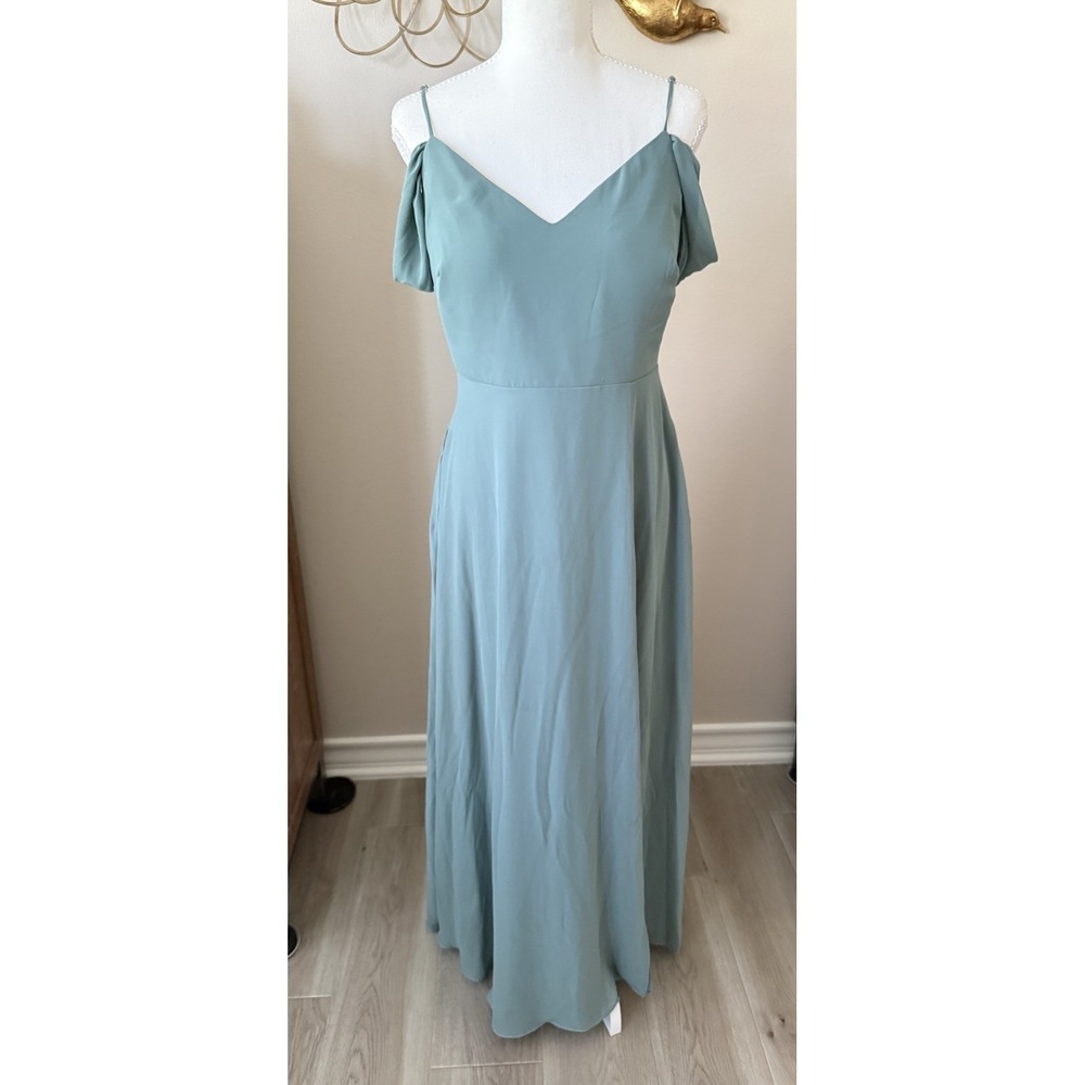 Birdy Grey Devin Bridesmaid‎ Dress Sea Glass Green Maxi Chiffon Medium Pockets